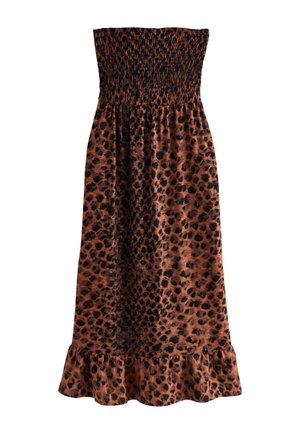 Next REGULAR FIT - BANDEAU FRILL  MIDI  - Maxikjoler - brown animal