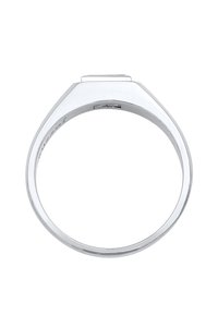 Srebrna prsten s minimalističkim dizajnom, s pravokutnom površinom i glatkom, sjajnom završnom obradom. Okrugla traka s elegantnim, jednostavnim oblikom.