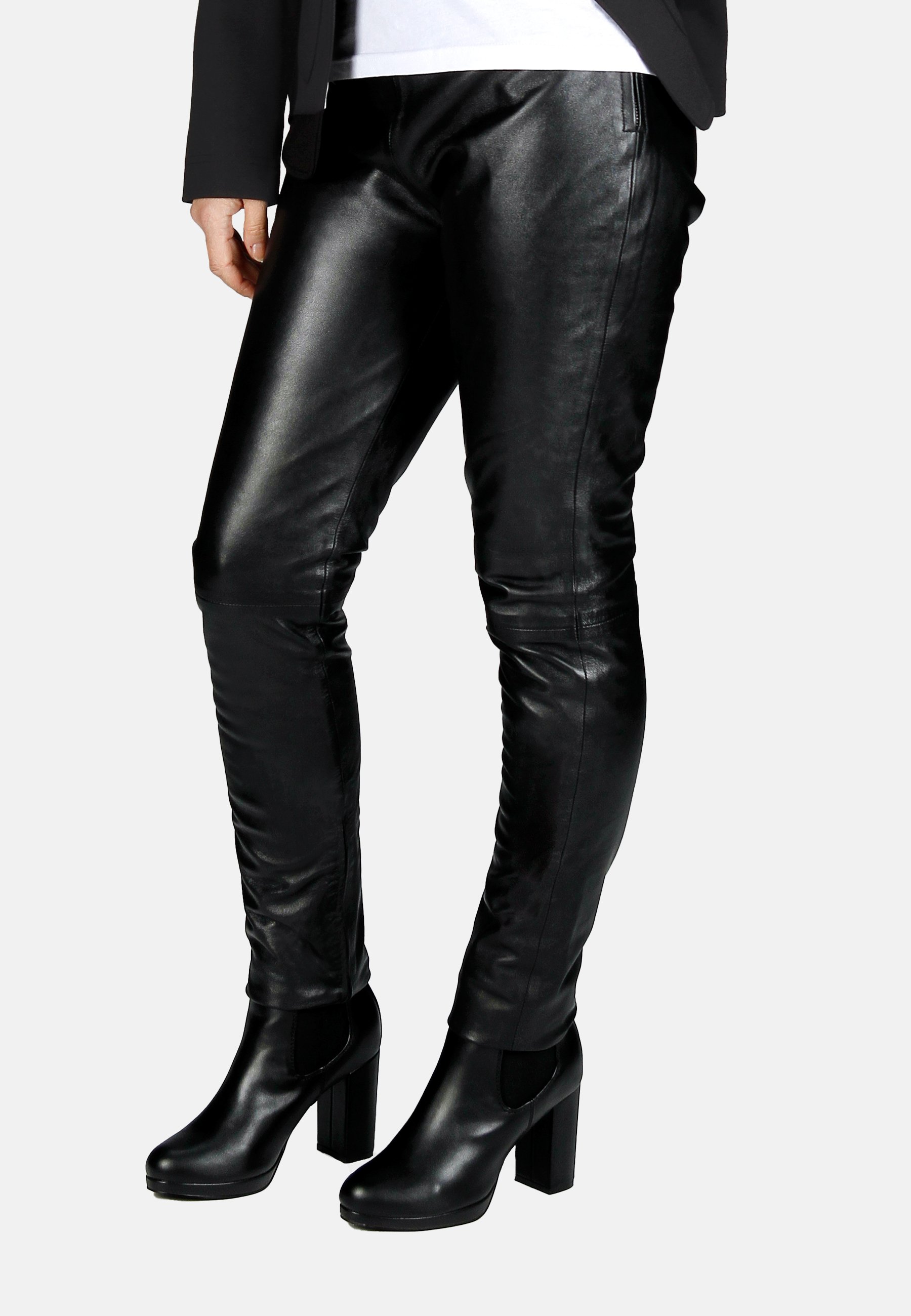 VALAIZA AFFASCINANTE Leather trousers schwarz/black Zalando