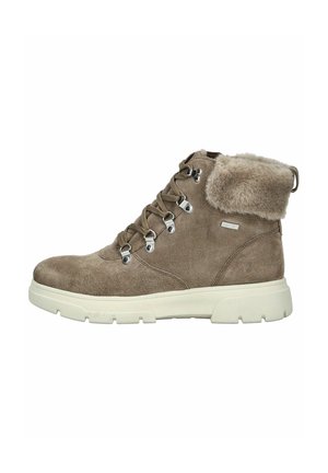 Enkellaarsjes met plateauzool - dk taupe suede