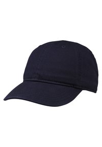 Căciulă de baseball din bumbac de culoare bleumarin, cu vizieră curbată, detalii cusute și curea ajustabilă la spate pentru o potrivire sigură.
