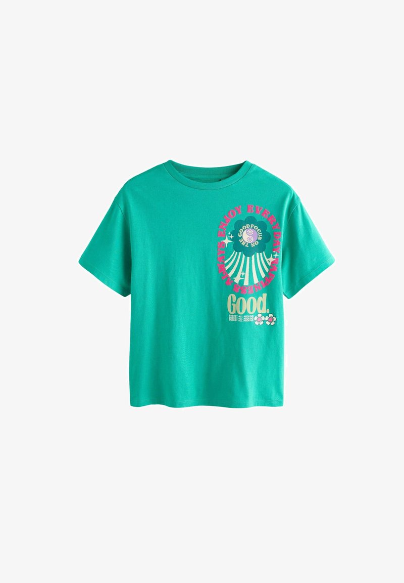 Next REGULAR FIT - GRAPHIC - Apdrukāts T-krekls - green pink