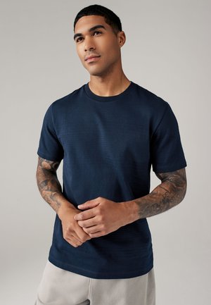 TEXTURE REGULAR FIT - T-shirts print - navy blue