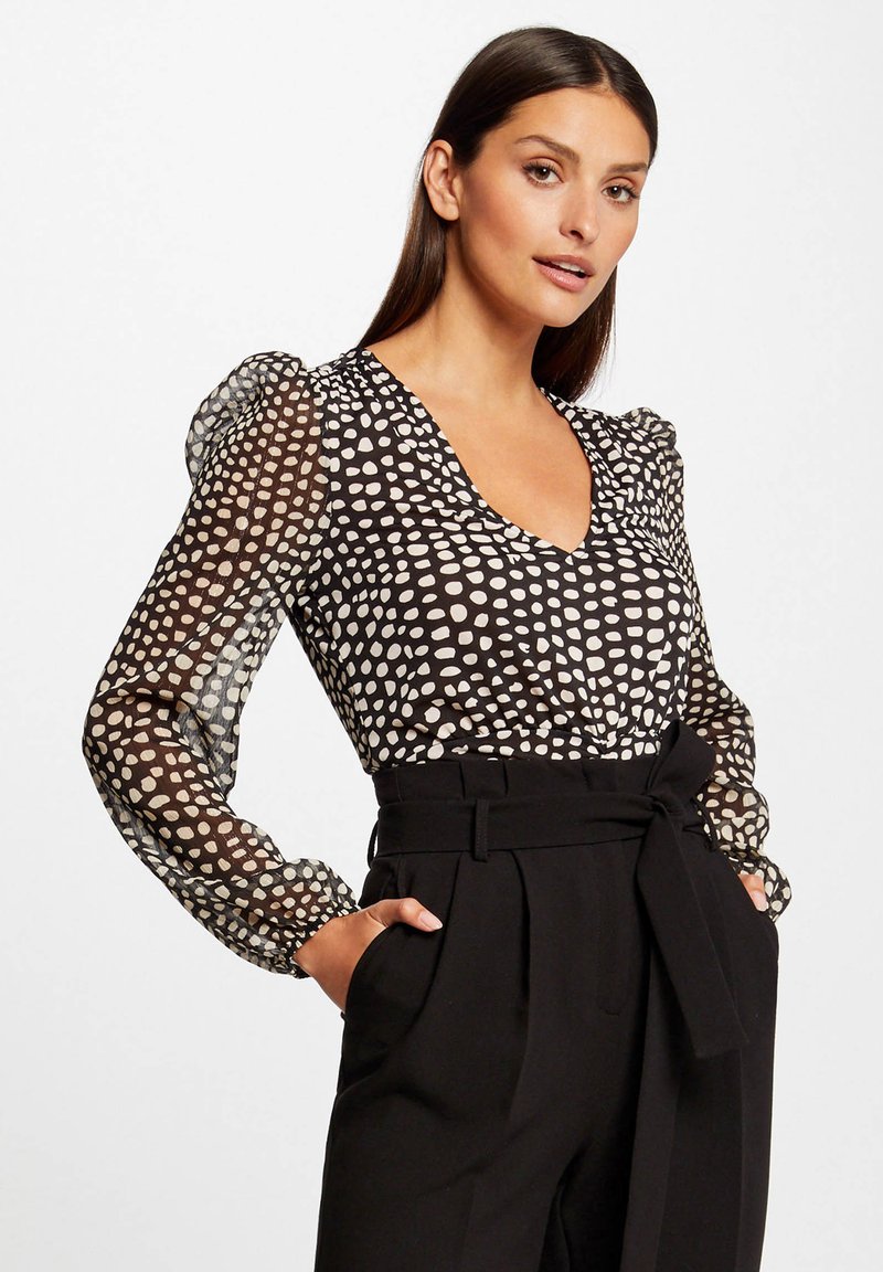 Morgan LONG SLEEVED  POLKA DOT PRINT - Blouse - black