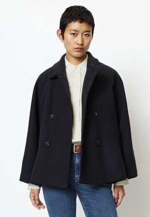 DOUBLE BREASTED LAPEL COLLAR WELT POCKETS - Kort kåpe / frakk - deep blue sea