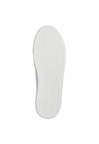 Sole di scarpa in gomma bianca con un motivo a spina di pesce testurizzato, bordi arrotondati e indicatore di taglia "37". Superficie liscia senza segni visibili.