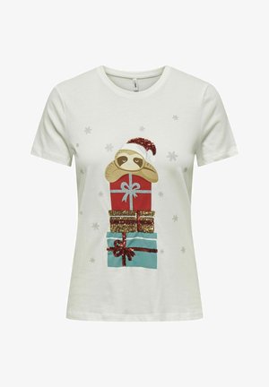 ONLY T-shirt med print - cloud dancer
