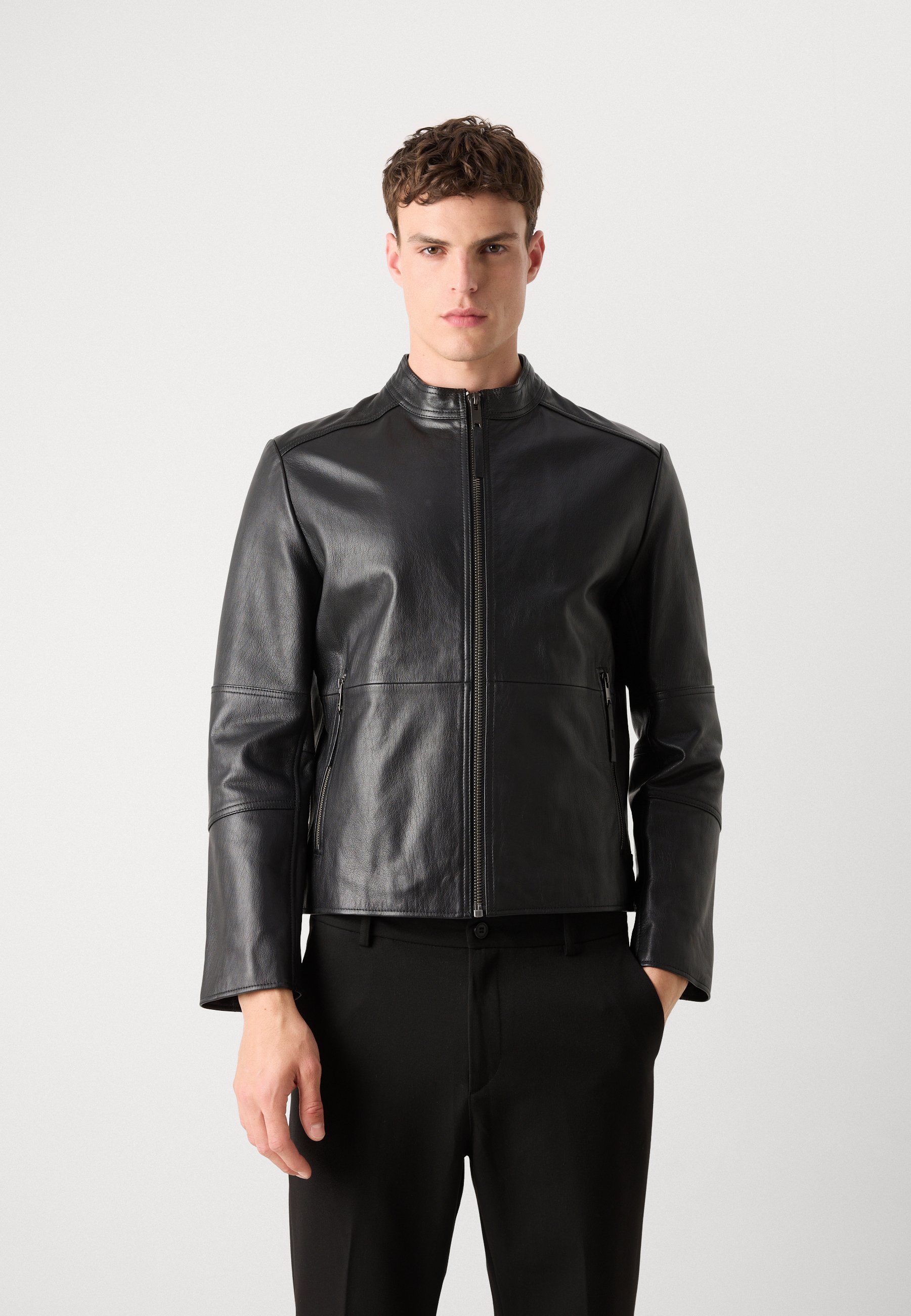 HUGO LOKIS - Leather jacket - black - Zalando.co.uk