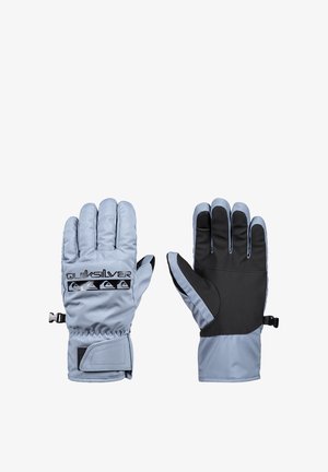 Quiksilver-Handschuhe in Hellblau mit schwarzen Akzenten. Ausgestattet mit gepolsterter Konstruktion, rutschfester Handfläche, verstellbarem Handgelenkriemen und Logodetail.