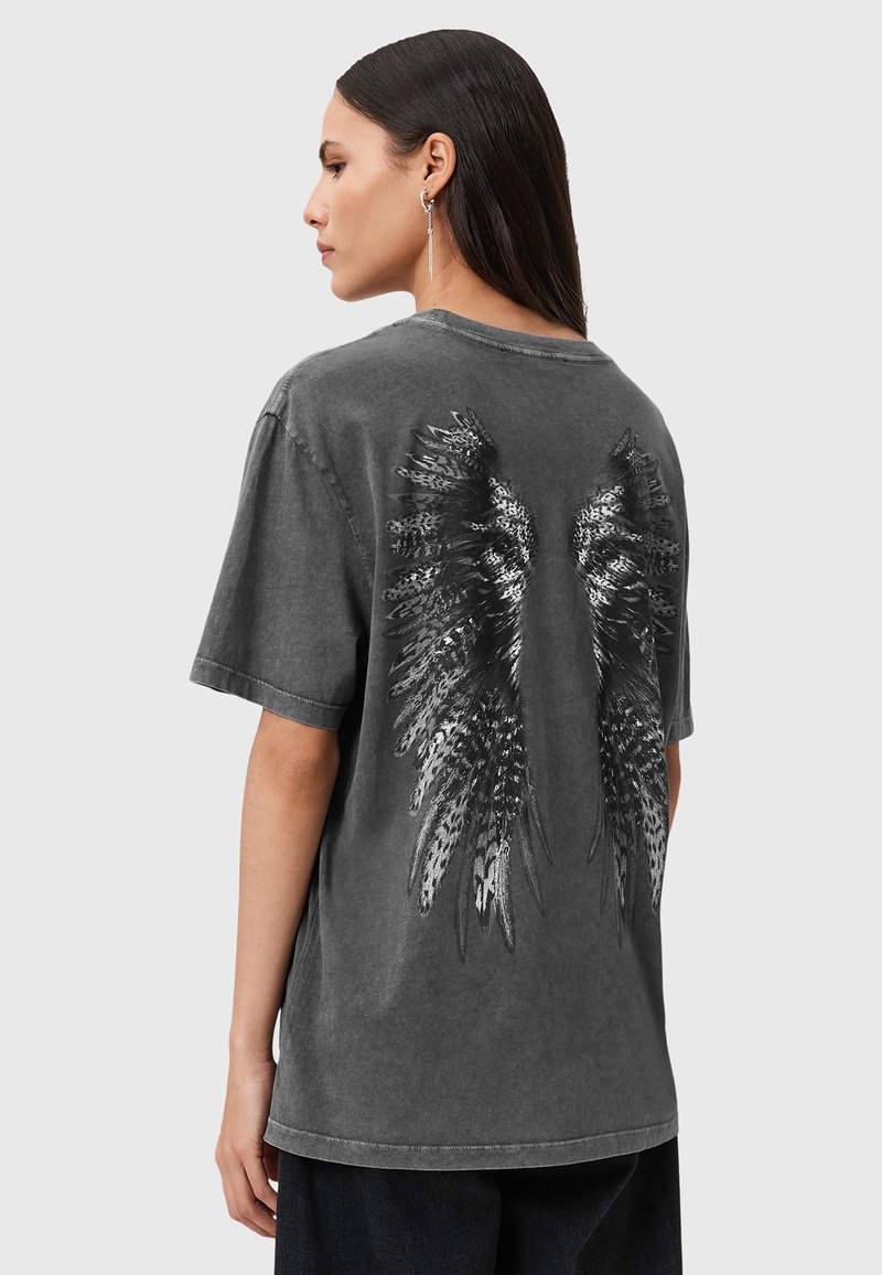 AllSaints WINGS TEE - Print T-shirt - washed black