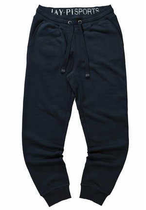 Marineblaue Sweatpants aus weichem Stoff, mit einem elastischen Bund und Zugband, zwei seitlichen Taschen und Bündchen an den Knöcheln.