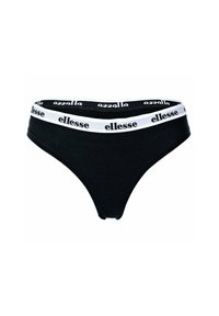 Perizoma nero con fascia elastica bianca caratterizzata dal logo "ellesse" in nero. Tessuto liscio e design aderente.