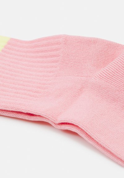 GCDS Pink Suede Logo Socks Block Heel Ankle Boots Shoes