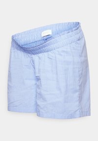 Shorts à rayures bleues et blanches en tissu doux et léger. Dotés d'une taille élastique et d'une coupe décontractée.