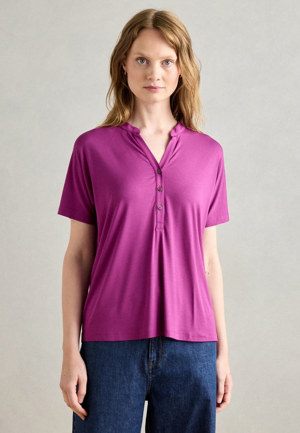 BLOUSE SHORT SLEEVE PLACKET AT FRONT - Blouse - fresh berry