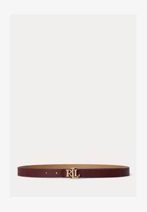 Lauren Ralph Lauren, LOGO REVERSIBLE LEATHER SKINNY BELT - Колан - dark garnet/camel