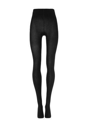 Zwarte legging met een hoge taille, een gladde textuur en een aansluitend ontwerp, zonder zichtbare naden of patronen.