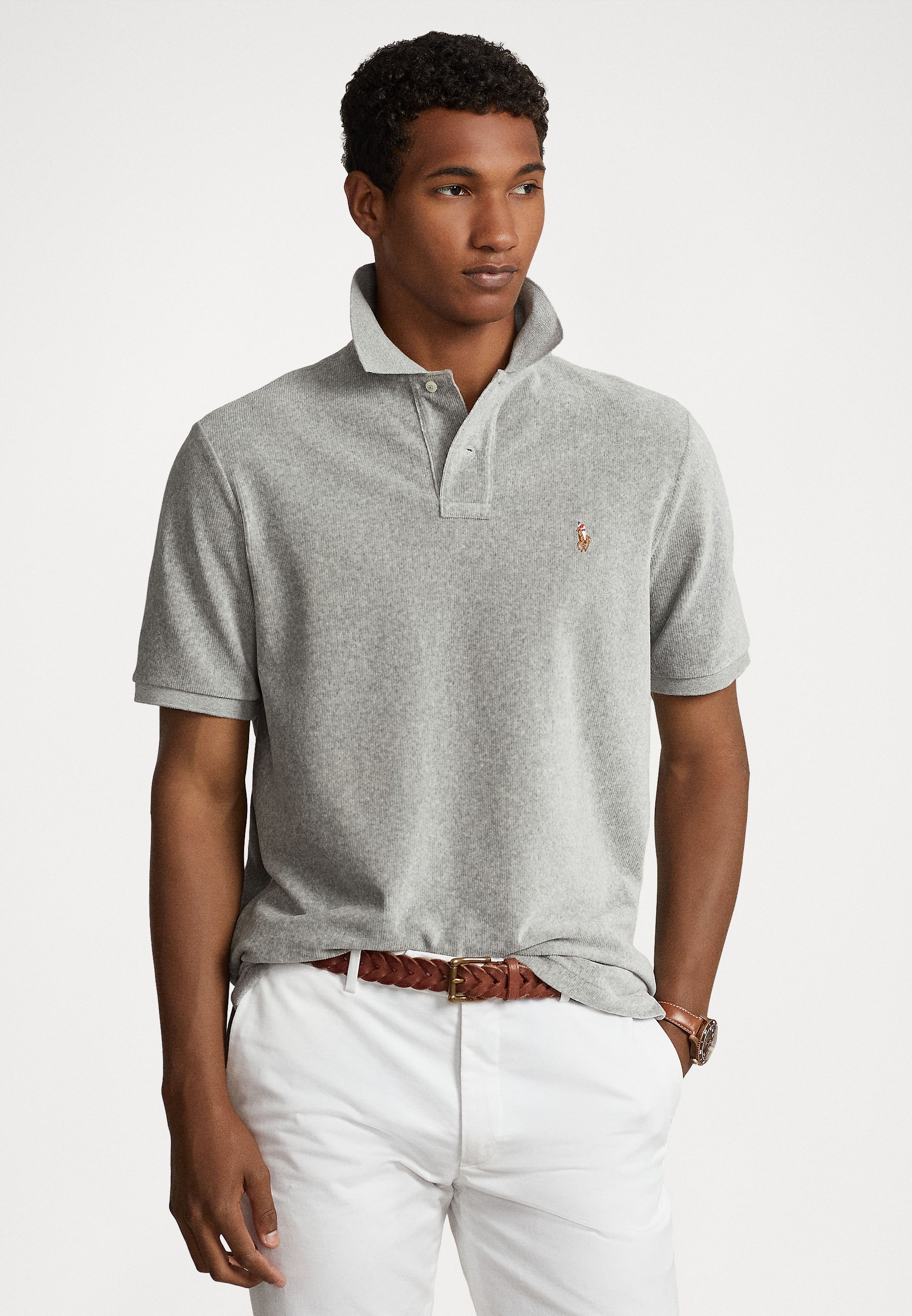 Polo Ralph Lauren CLASSIC FIT KNIT CORDUROY POLO SHIRT - Polo shirt - andover heather/grey - Zalando