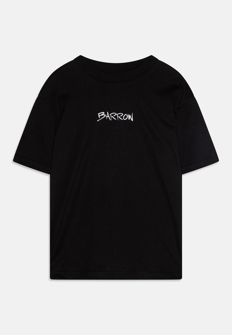 Black short-sleeve t-shirt made of cotton. Features a white "BARROW" logo printed on the upper back. Classic crew neck design.
