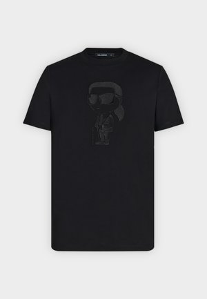 KARL LAGERFELD, T-SHIRT CREWNECK - Nyomott mintás póló - black