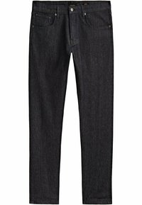 Mörk denimjeans med rak passform och femfickorsdesign. Har en knappknappning och subtila sömnadsdetaljer. Slät textur.