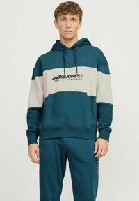 Jack & Jones - JJELEGACY BLOCKING - Hoodie - deep teal Thumbnail Image 1