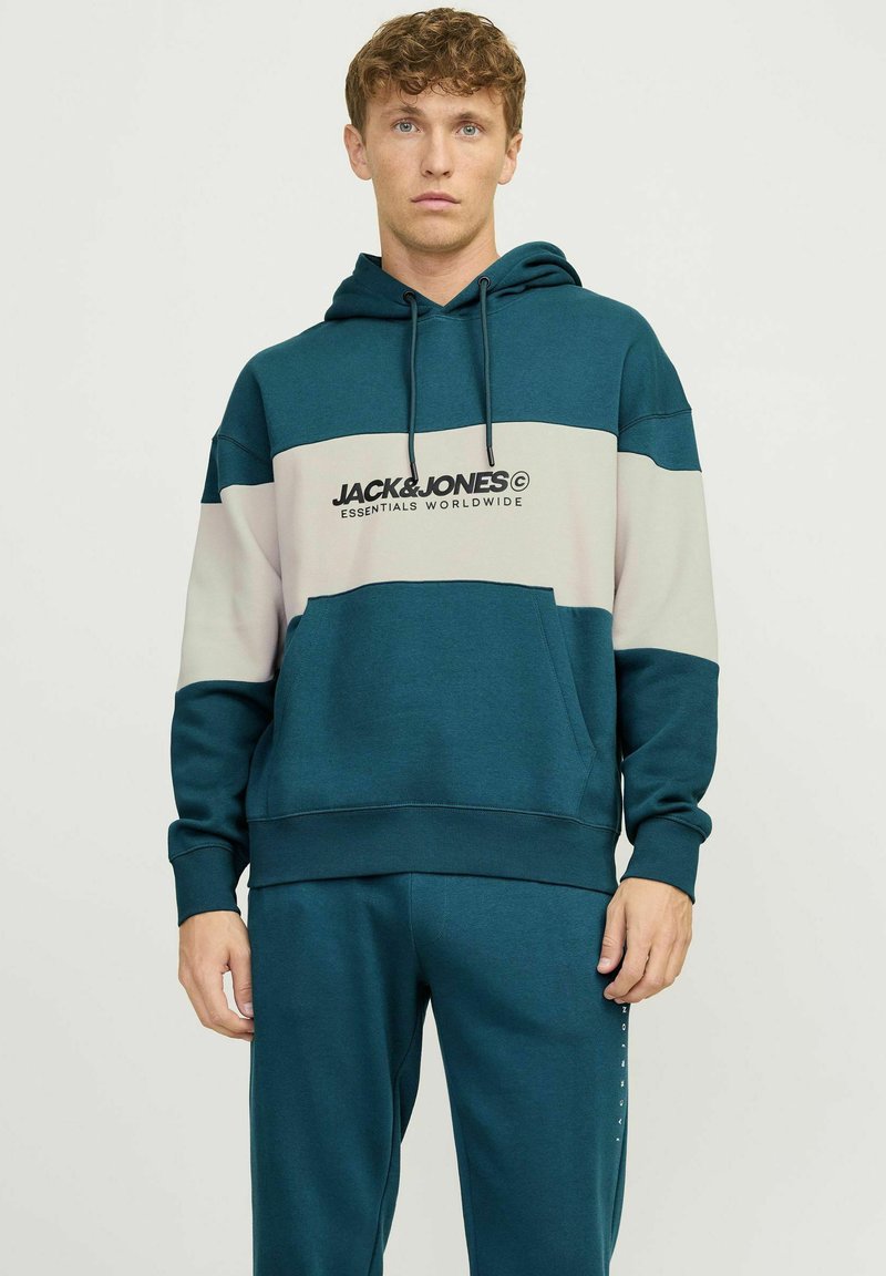 Jack & Jones - JJELEGACY BLOCKING - Hoodie - deep teal, Enlarge