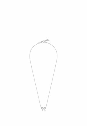 Delikat sølvkæde med en lille sløjfe vedhæng besat med diamanter og justerbar lukning.