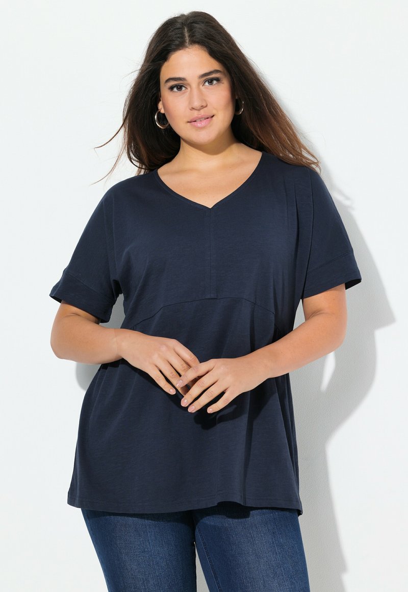 Ulla Popken DECORATIVE SEAM TEE - Jednoduché tričko - marine
