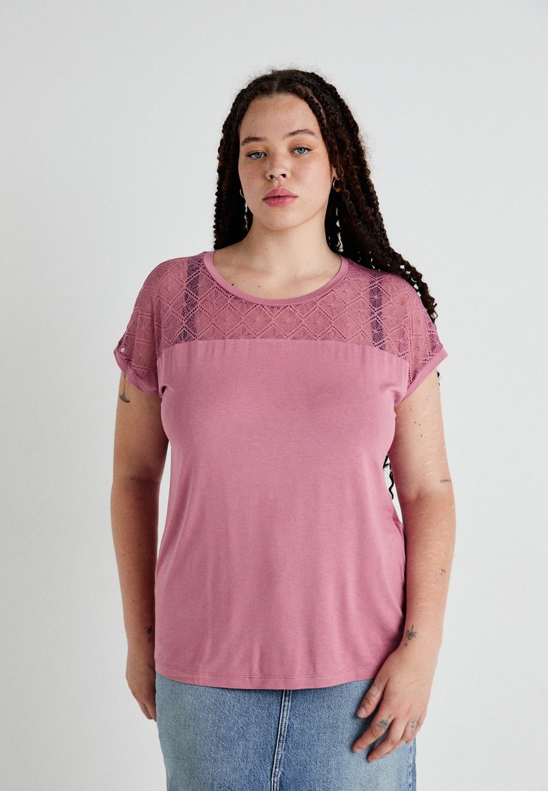 Vero Moda Curve VMCANNE ONECK - Majica kratkih rukava s printom - mesa rose