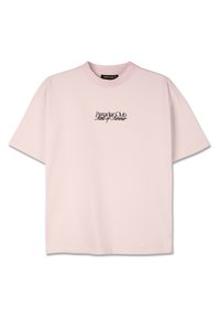 Lyse rosa t-skjorte laget av myk bomull, med korte ermer og ribbestrikket rund hals. "Pescador Club"-logoen er trykt på brystet i svart.