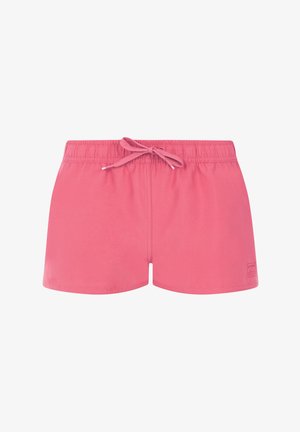 Kurze pinke Badehose aus leichtem Material, ausgestattet mit einem elastischen Bund mit Kordelzug und einem kleinen Logofähnchen an der Seite.