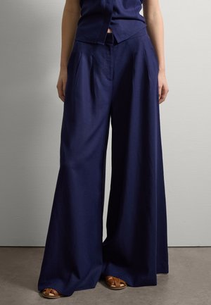 Stefanel WIDE-LEG PALAZZO - Trousers - navy blue