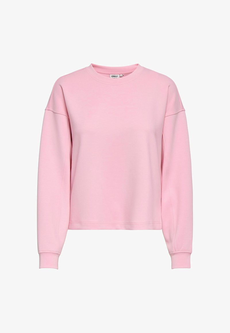 Sweat-shirt à manches longues rose clair avec col rond, poignets côtelés et ourlet droit, confectionné dans un tissu doux.