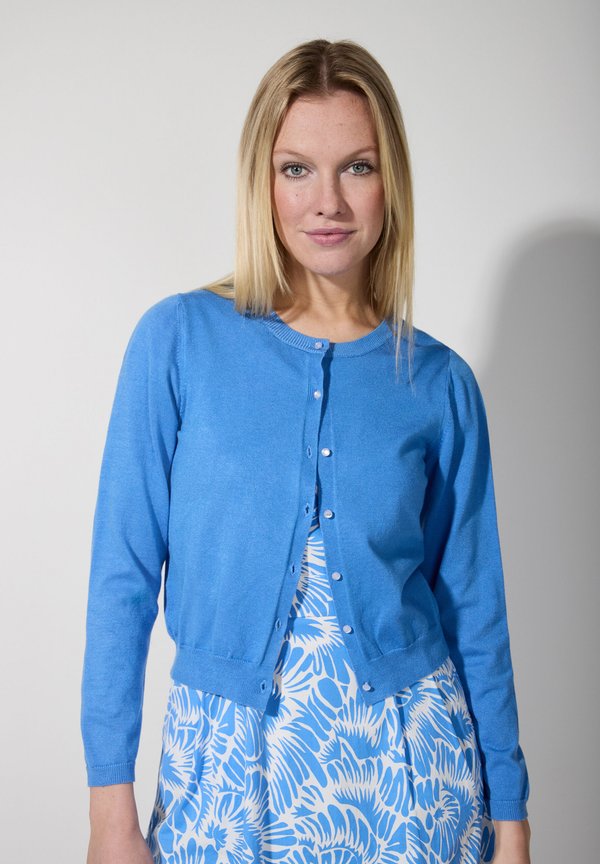 WITH BUTTONS LONGSLEEVE - Strickjacke - blau