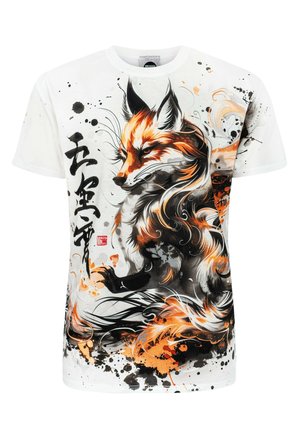 MIGHTY KITSUNE - Printtipaita - white