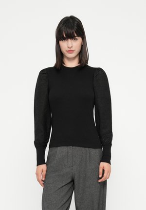 ONLJANIA LIFE PUFF MIX GLITTER - Top dugih rukava - black