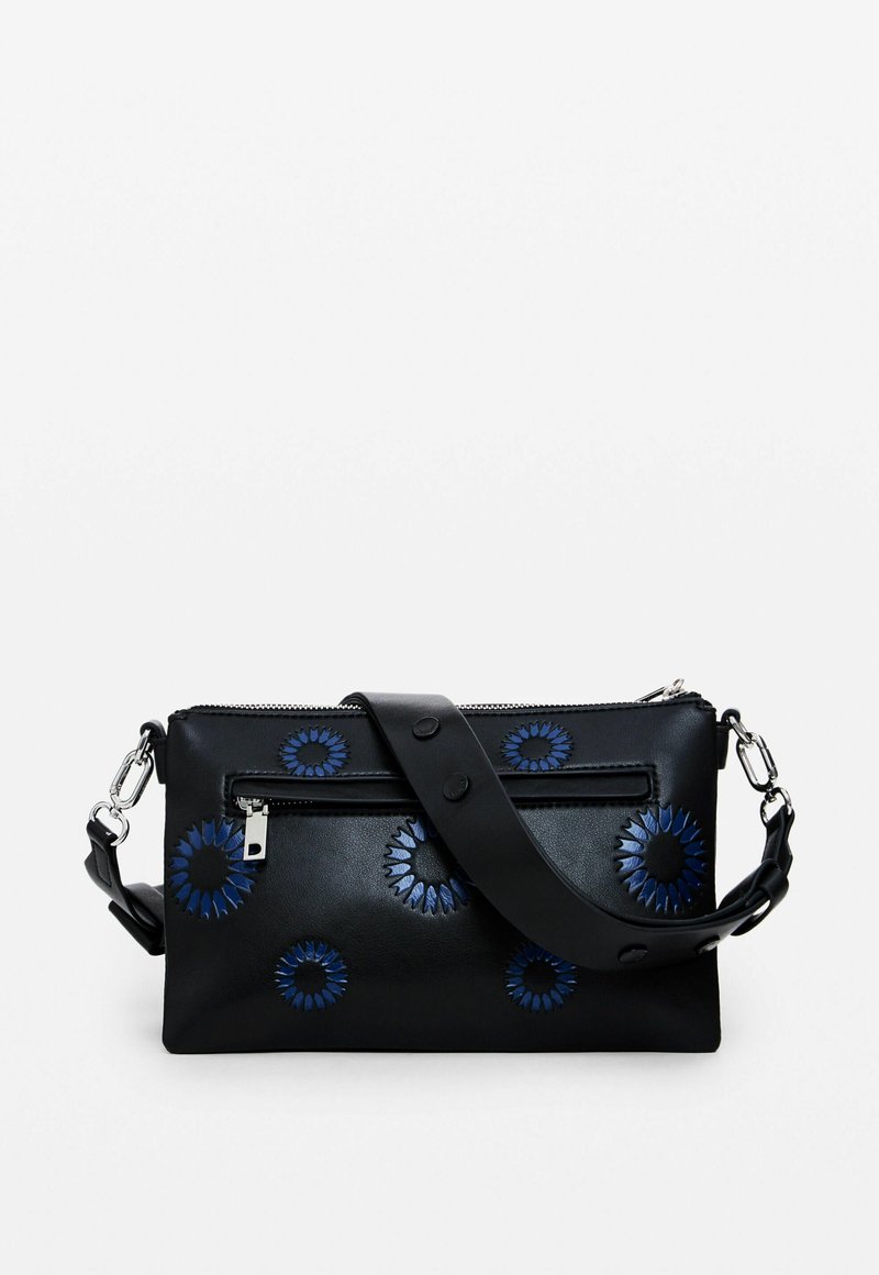 Sac Postier Desigual Moyen - Noir Avec Motifs Jaune Primevère Et Bleu - Style Décontracté - Occasion Parfait état