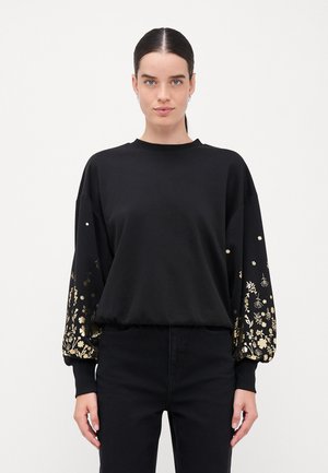 ONLBROOKE FOIL O NECK - Φούτερ - black/gold-colored