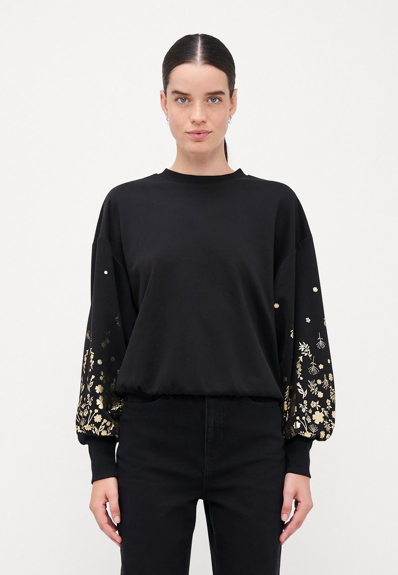 ONLY Tall ONLBROOKE FOIL O NECK - Φούτερ - black/gold-colored