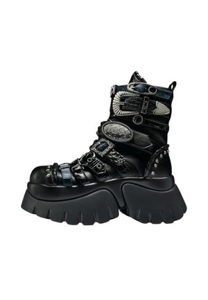 Koi Footwear ENCHAINED BELT MONSTER BOOTS - BLACK - Pleištapadžiai aulinukai - black
