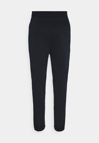 Schwarze, taillierte Jogginghosen mit elastischem Bund und weicher Textur, ohne sichtbare Nähte oder Verzierungen.