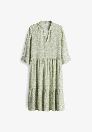 OPUS, REGULAR A-LINIE 3/4 SLEEVE PRINT VOLANTS - Jurk - green glow