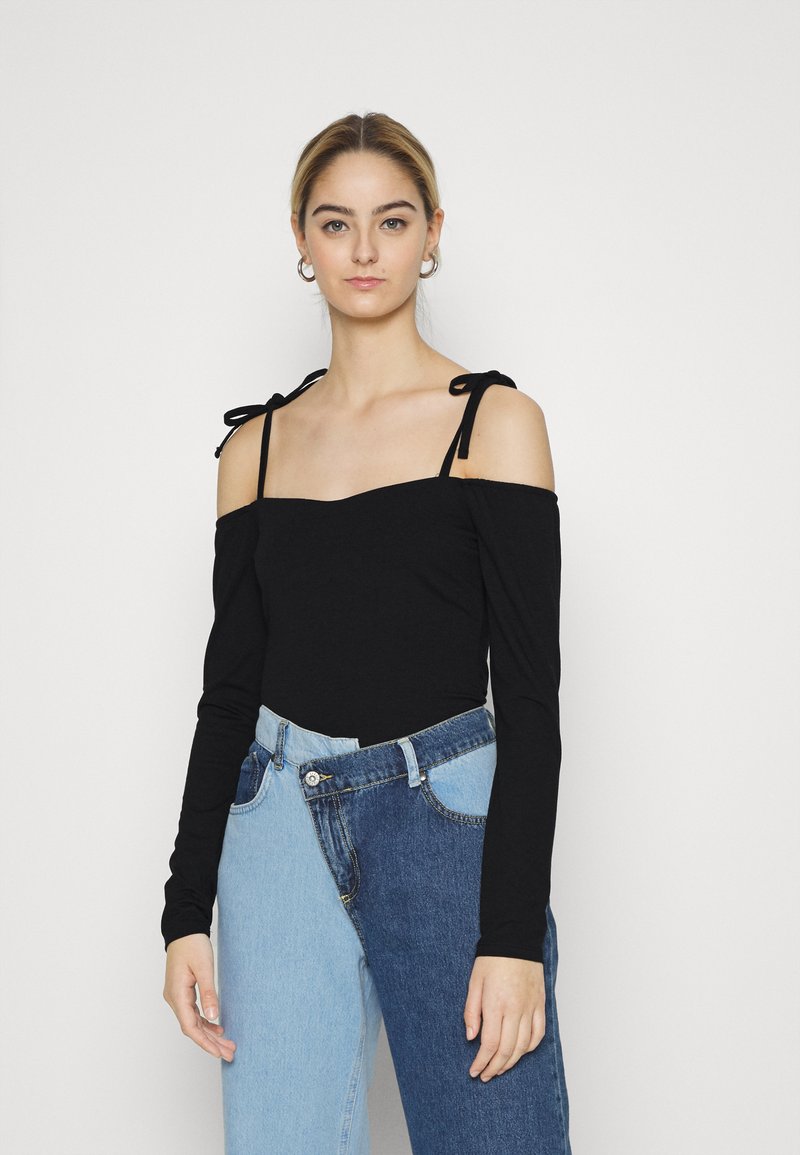 NA-KD BOW DETAIL - Camisola de manga comprida - black