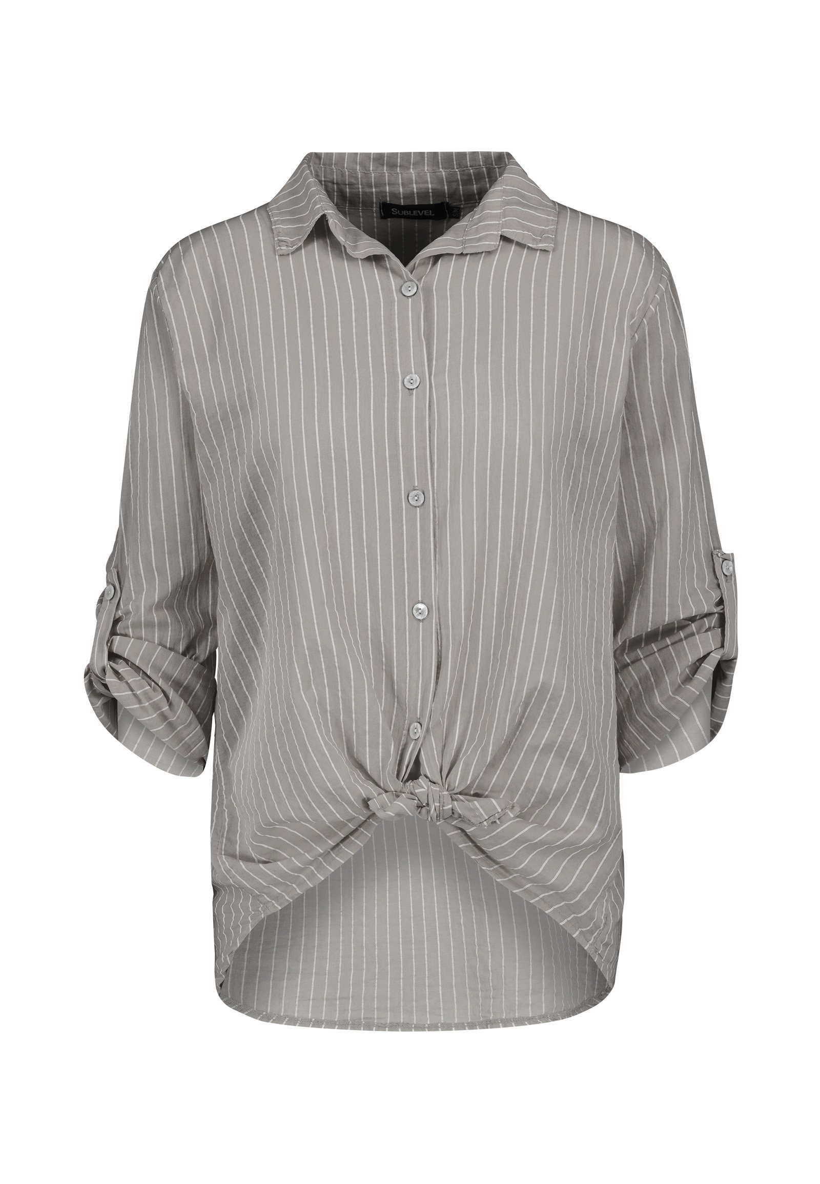 Sublevel Gestreift Button-down blouse grey Zalando