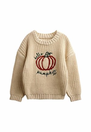 JoJo Maman Bébé, EMBROIDERED KNITTED JUMPER - Striktrøje - natural pumpkin