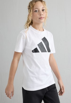 adidas Performance ESSENTIALS JUNIOR UNISEX - T-shirt estampada - white black