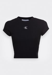 CROPPED SLIM TEE - T-shirts - black