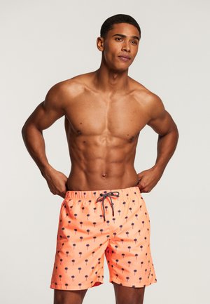 SCRATCHED PALM - Swimming shorts - neon orange