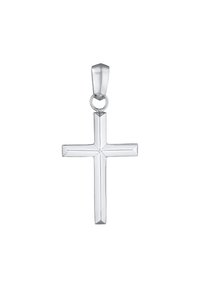 Silver cross pendant med en polerad yta, med en geometrisk form och rena linjer. Inkluderar en ögla för upphängning.